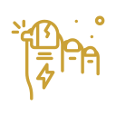 Gold line icon representing an ingrown toenail or fungal nail infection on a big toe with pain indicators