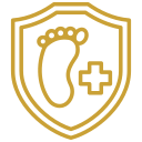 Gold line icon of a classic telephone handset representing clinic contact information or customer support